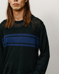 Lightweight Striped Sweater Pullover in the color Black