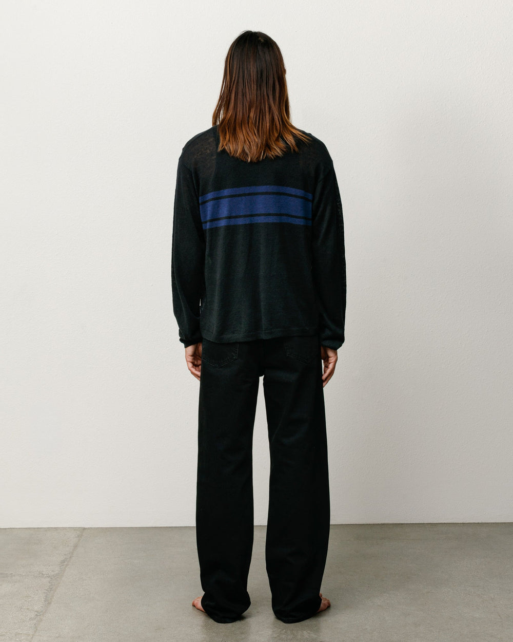 Lightweight Striped Sweater Pullover in Black by Stüssy