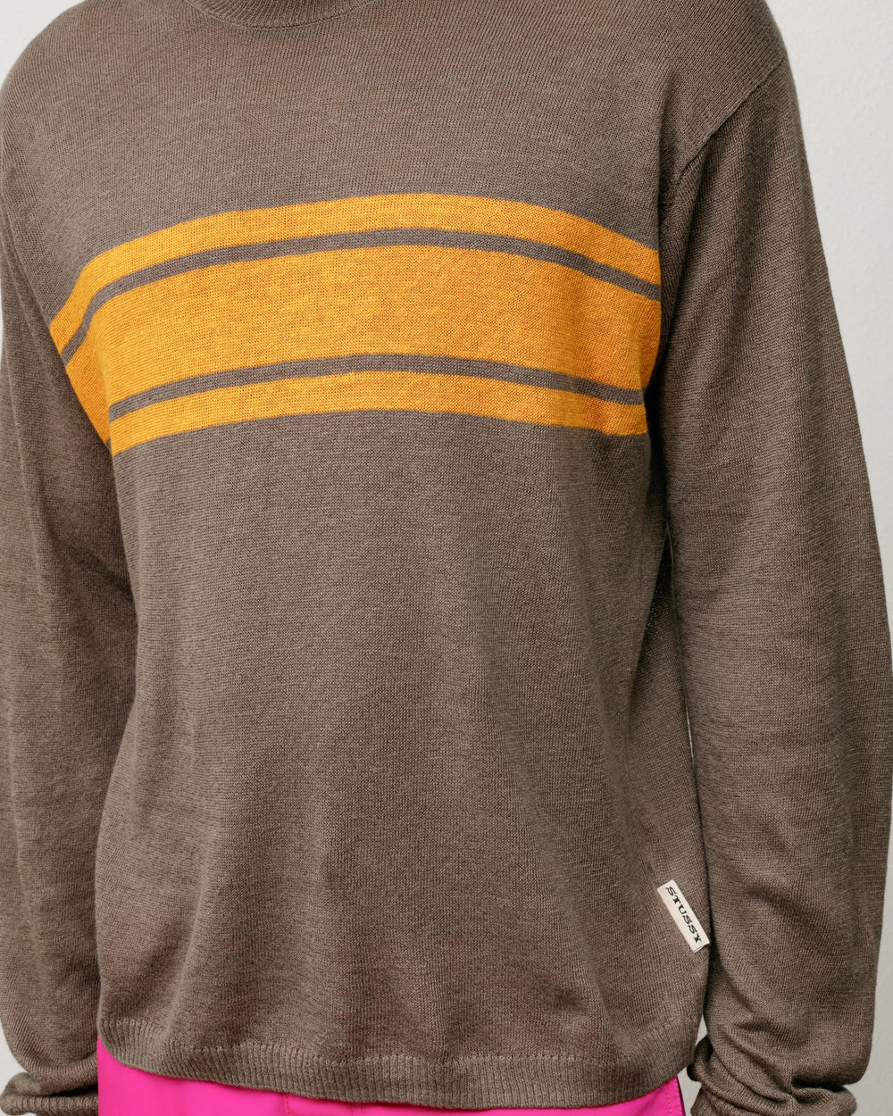 Lightweight Striped Sweater Unisex Long Sleeve Sweater in Brown