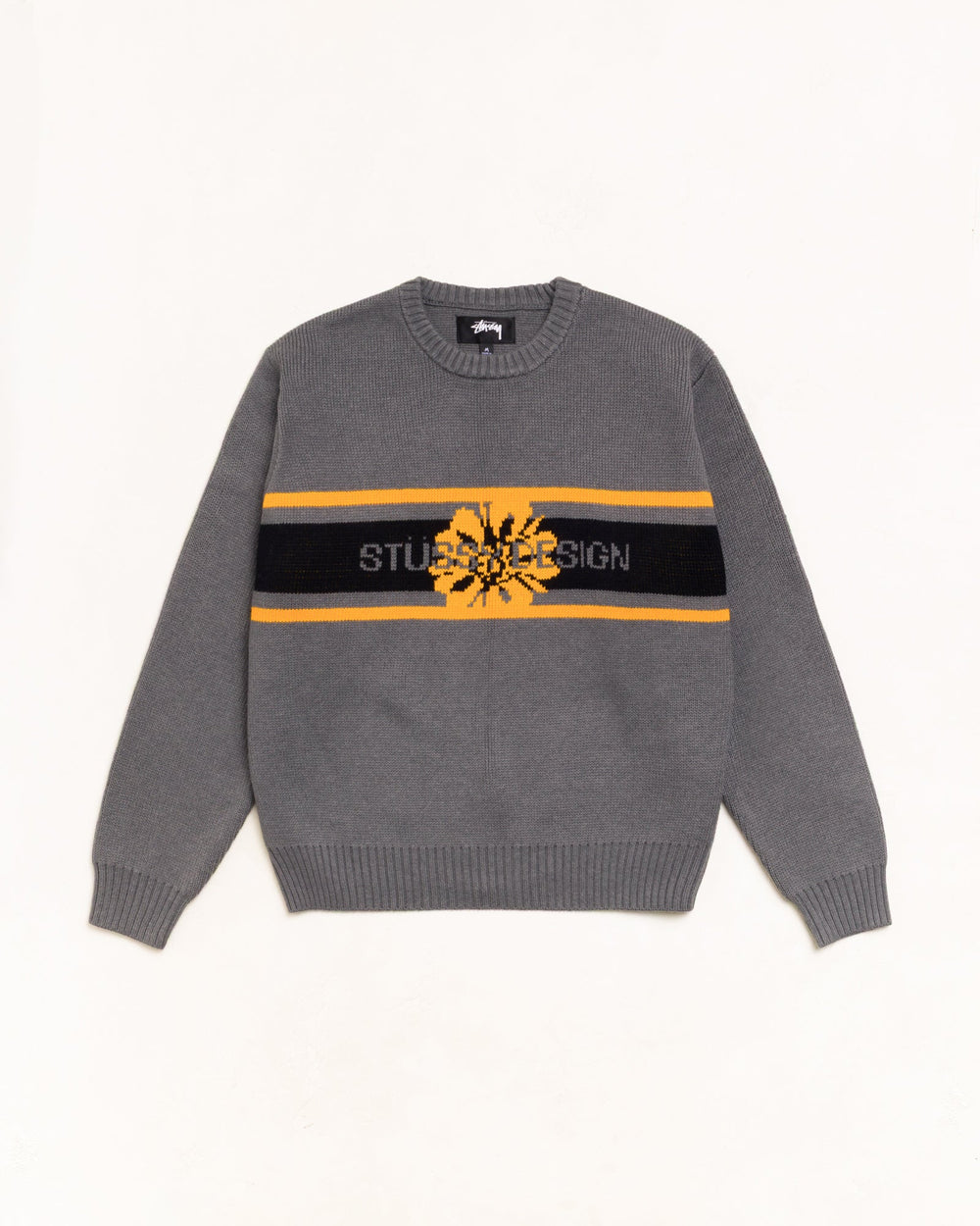 Striped Hibiscus Sweater Unisex Long Sleeve In Grey | hero:main:collection:new-arrivals,shirts,tops-shirts,all,tees,outerwear,denim,knits,accessories,sunglasses,hoodies,sweats,mens-hoodies-sweatshirts,shorts,pants,bottoms,crew-sweats,zip-ups,swim,sweatpants,graphics,lazy-tees,swim,basic-9twenty,button-ups,shorts,cargos,denim-jeans,bottoms,bags,belts,wearables,gear,footwear,button-ups,basic-tops,jerseys,big-ol,classics,slim,jackets,all, | product-card-slider