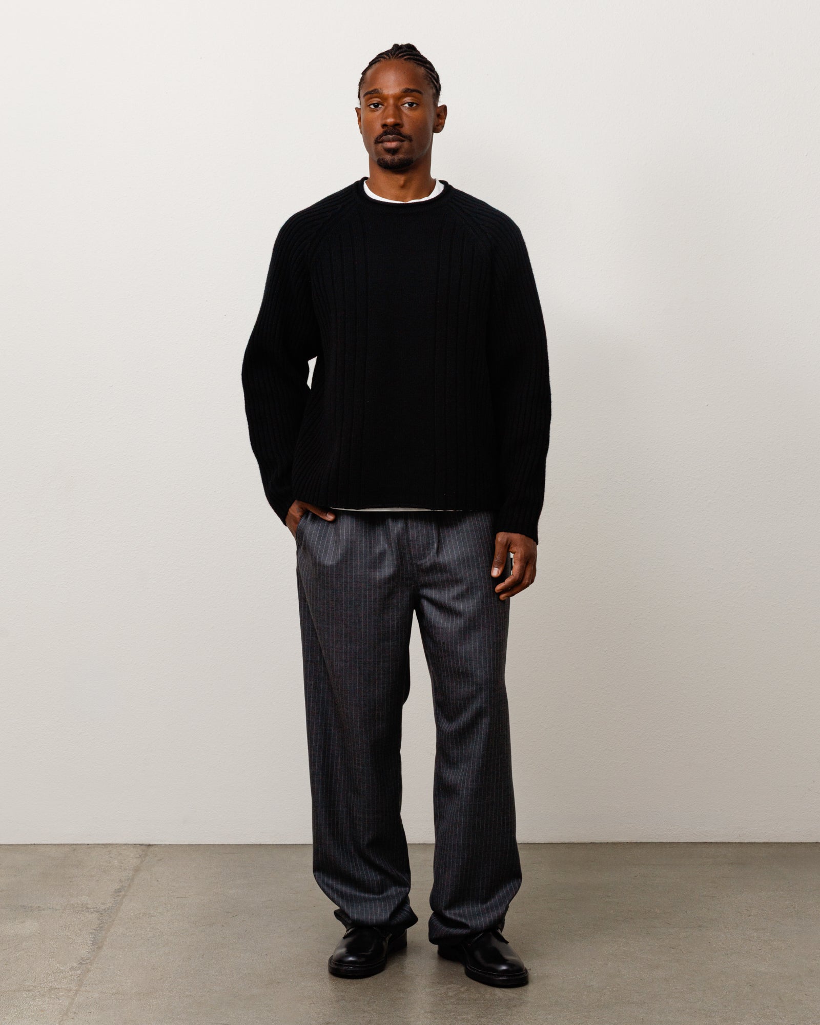 Merino Roll Neck Sweater Unisex Long Sleeve In Black | product-card-slider