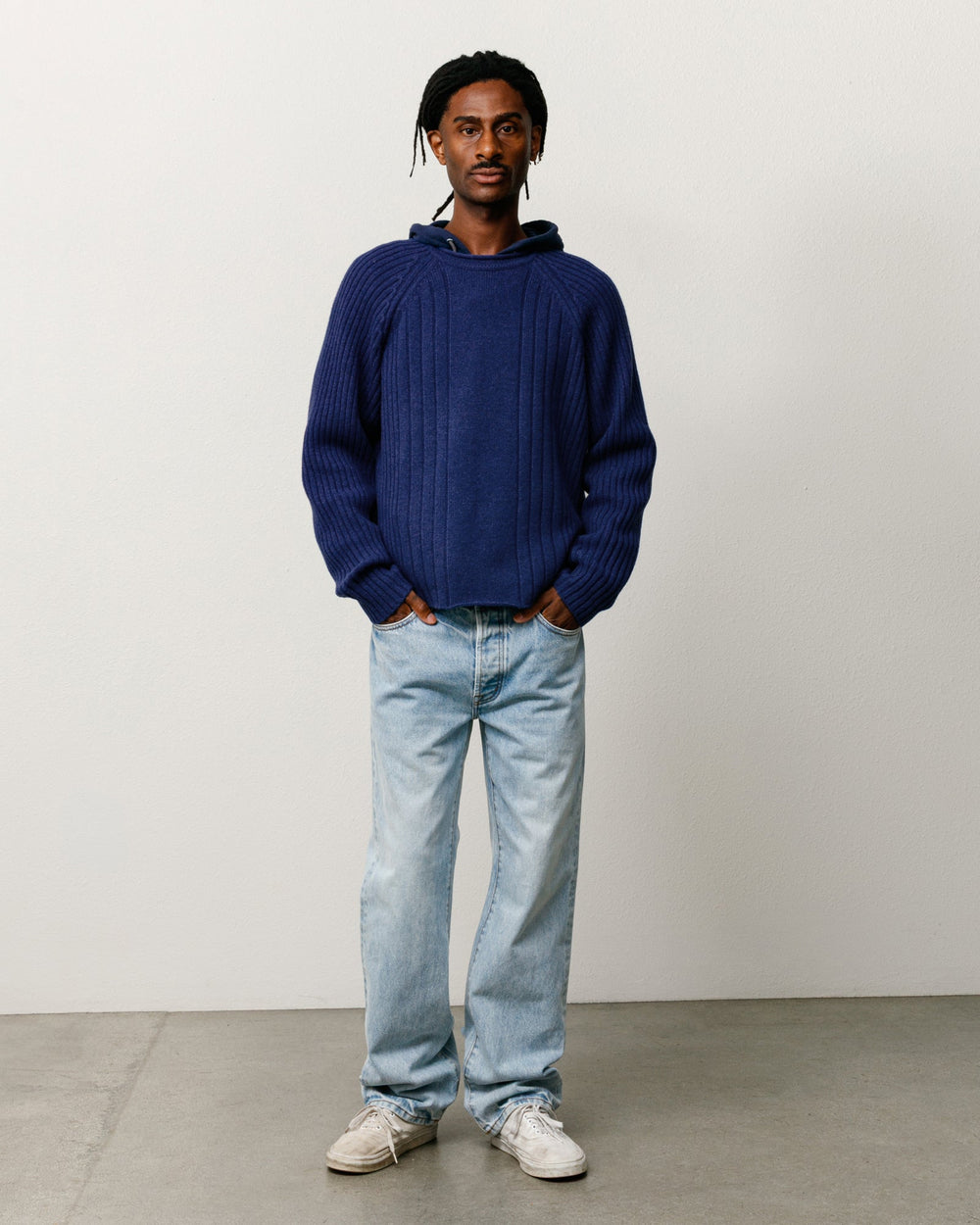 Merino Roll Neck Sweater Unisex Long Sleeve In Blue | product-card-slider