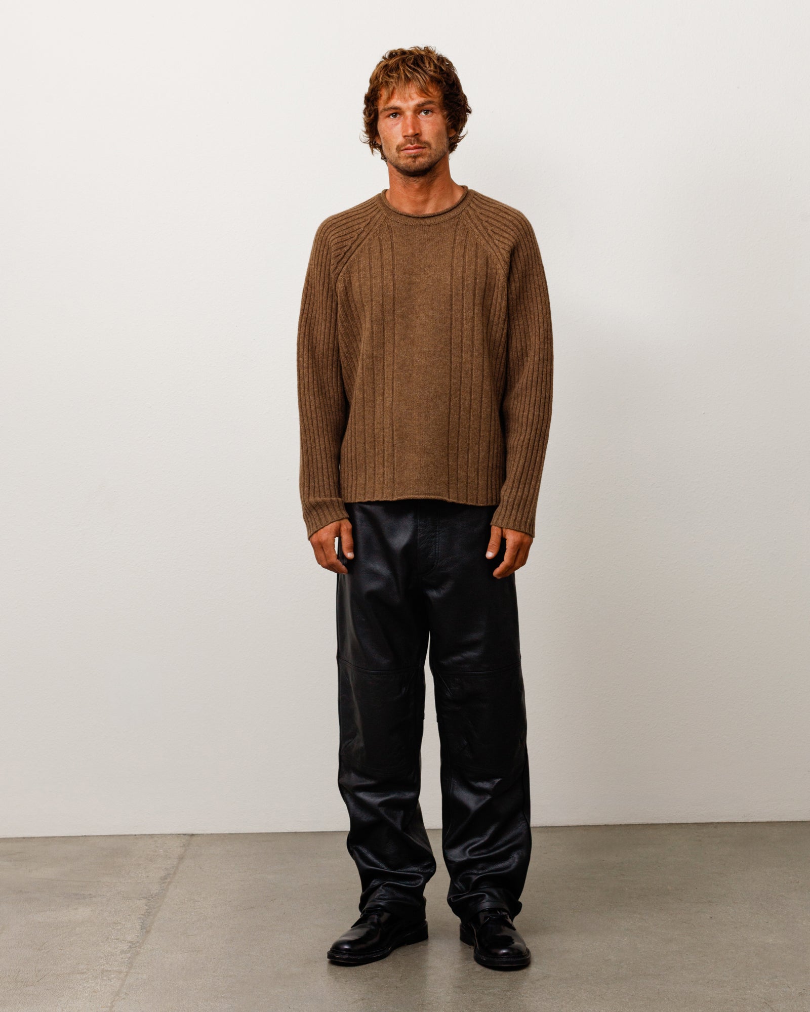 Merino Roll Neck Sweater Unisex Long Sleeve In Brown | product-card-slider