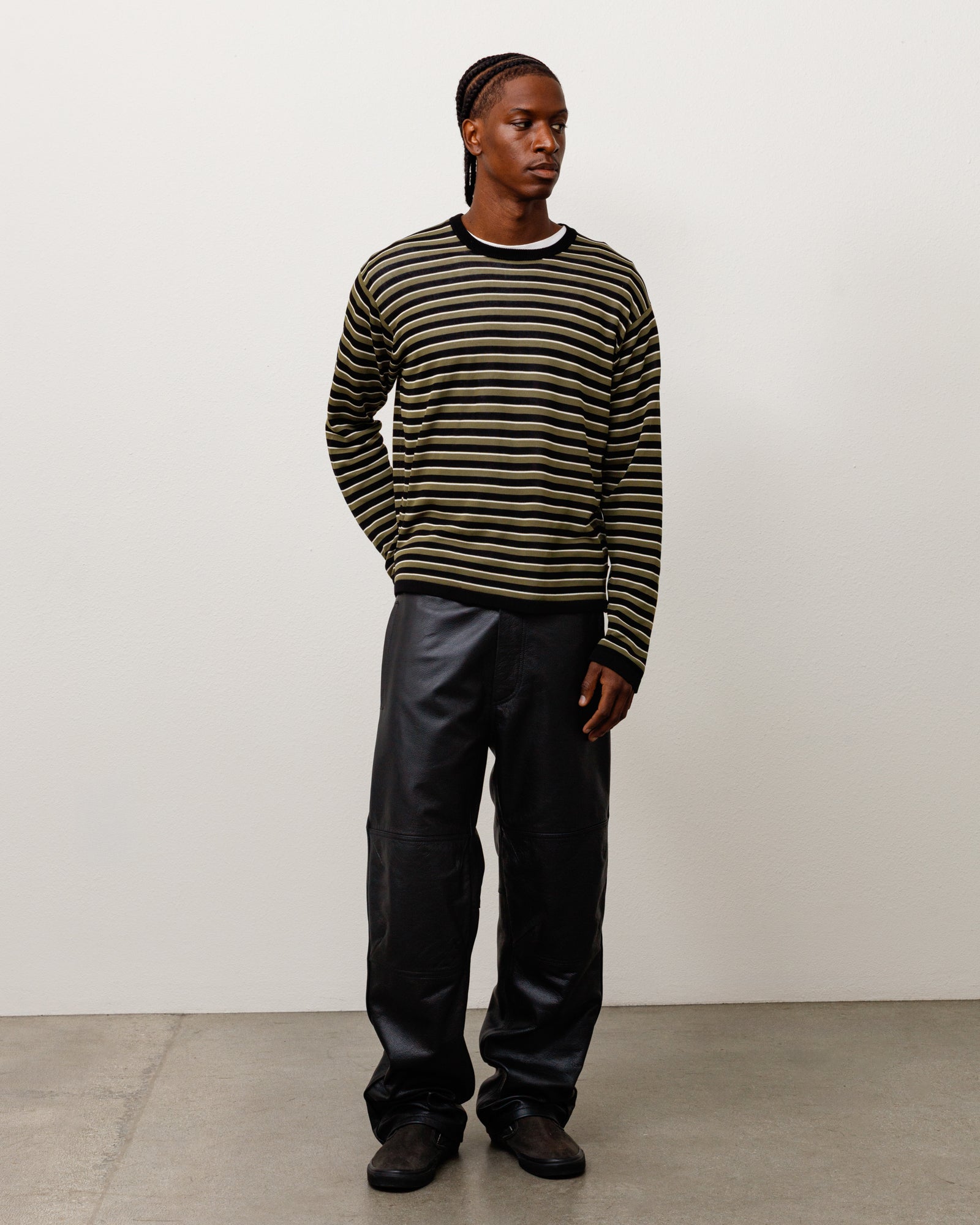 Lightweight Stripe Sweater Unisex Long Sleeve In Black | product-card-slider