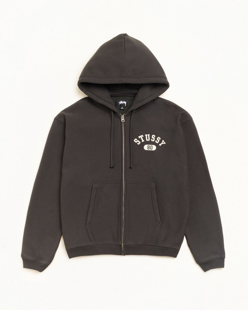 Varsity Zip Hood Unisex Long Sleeve In Washed Black | hero:main:collection:new-arrivals,shirts,tops-shirts,all,tees,outerwear,denim,knits,accessories,sunglasses,hoodies,sweats,mens-hoodies-sweatshirts,shorts,pants,bottoms,crew-sweats,zip-ups,swim,sweatpants,graphics,lazy-tees,mens-swim,womens-swim,swim,basic-9twenty,button-ups,jerseys,thermals,shorts,trunks,cargos,denim-jeans,bottoms,bags,belts,wearables,gear,footwear,button-ups,basic-tops,jerseys, | product-card-slider