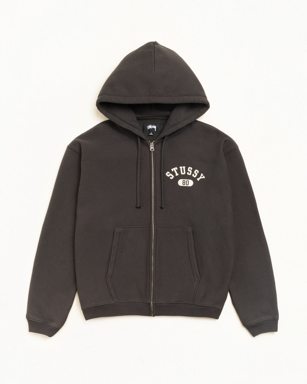 Varsity Zip Hood Unisex Long Sleeve In Washed Black | hero:main:collection:new-arrivals,shirts,tops-shirts,all,tees,outerwear,denim,knits,accessories,sunglasses,hoodies,sweats,mens-hoodies-sweatshirts,shorts,pants,bottoms,crew-sweats,zip-ups,swim,sweatpants,graphics,lazy-tees,mens-swim,womens-swim,swim,basic-9twenty,button-ups,jerseys,thermals,shorts,trunks,cargos,denim-jeans,bottoms,bags,belts,wearables,gear,footwear,button-ups,basic-tops,jerseys, | product-card-slider