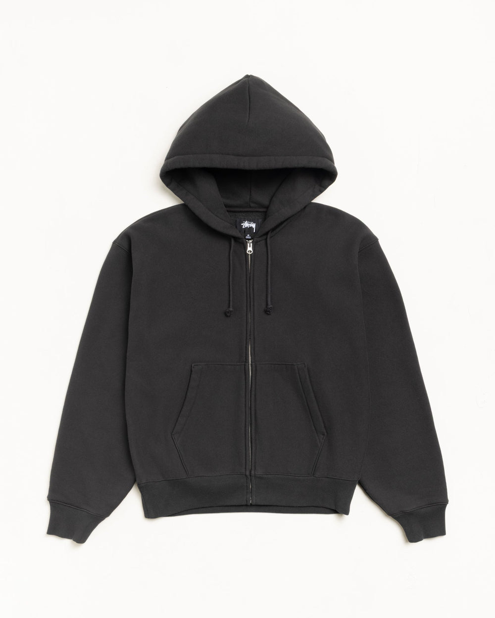 Basic Diamond Zip Hood Mens Long Sleeve In Black