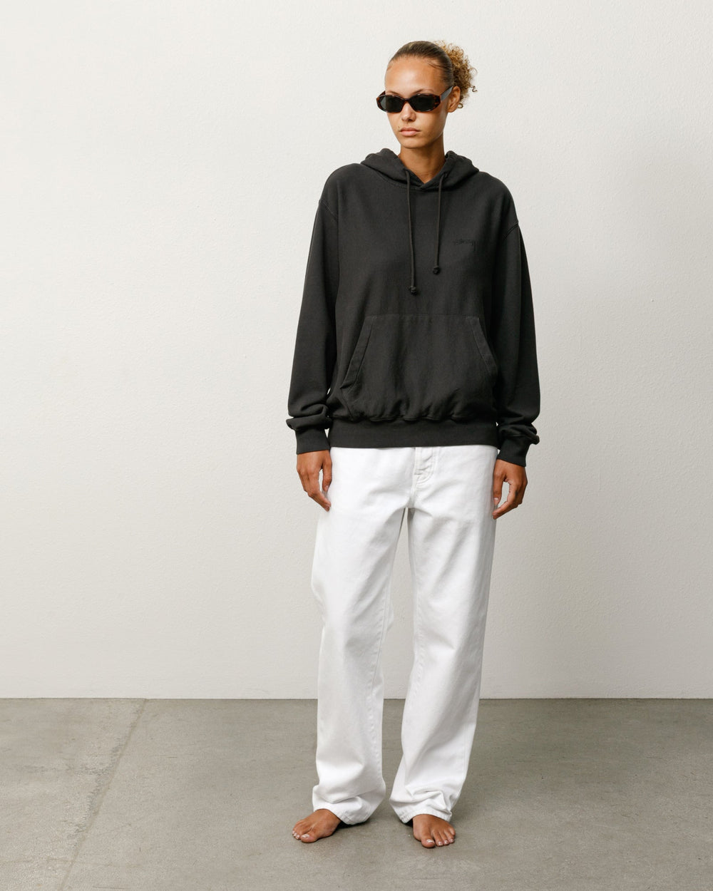 Lightweight Terry Hoodie Unisex Long Sleeve In Black