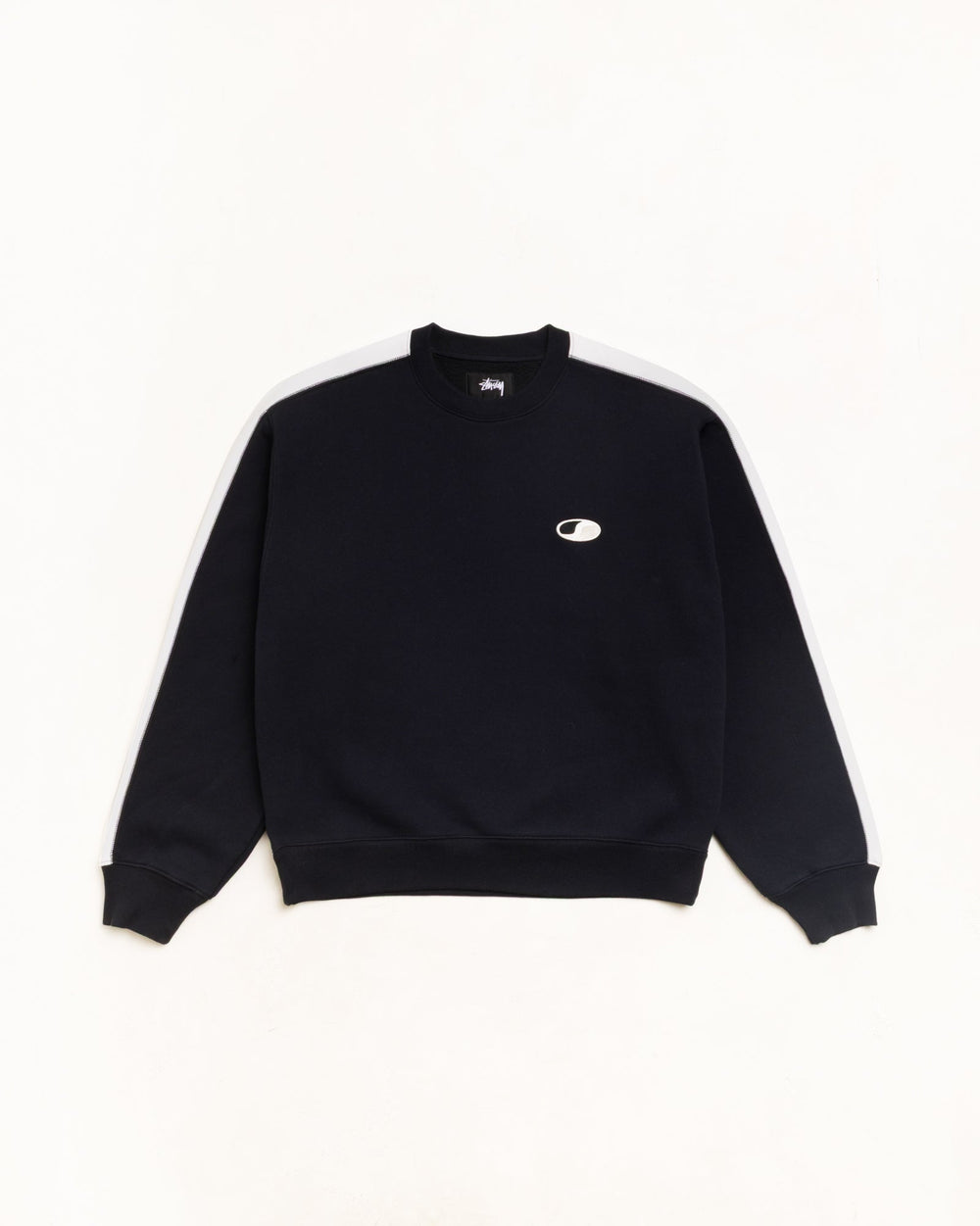 Paneled Stripe Crew Unisex Long Sleeve In Black | hero:main:collection:new-arrivals,shirts,tops-shirts,all,tees,outerwear,denim,knits,accessories,sunglasses,hoodies,sweats,mens-hoodies-sweatshirts,shorts,pants,bottoms,crew-sweats,zip-ups,swim,sweatpants,graphics,lazy-tees,swim,basic-9twenty,button-ups,shorts,cargos,denim-jeans,bottoms,bags,belts,wearables,gear,footwear,button-ups,basic-tops,jerseys,big-ol,classics,slim,jackets,all, | product-card-slider