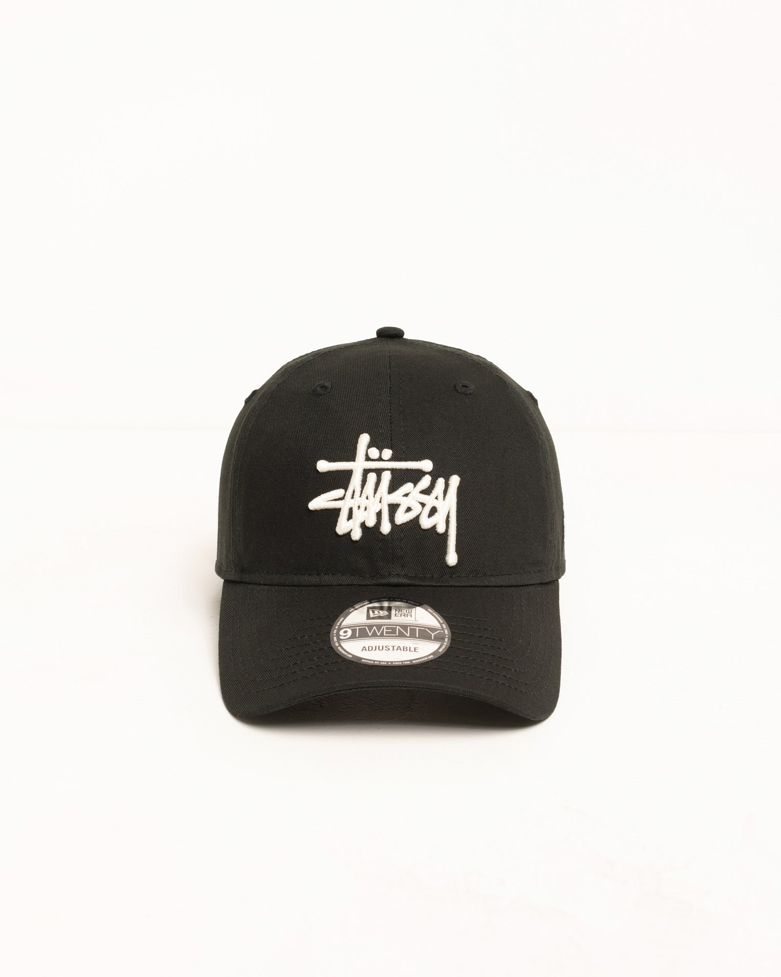 Stüssy 9TWENTY Basic Cap in the color Black | hero:main:collection:new-arrivals,shirts,tops-shirts,all,tees,outerwear,denim,knits,accessories,sunglasses,hoodies,sweats,mens-hoodies-sweatshirts,shorts,pants,bottoms,crew-sweats,zip-ups,swim,sweatpants,graphics,lazy-tees,mens-swim,womens-swim,swim,basic-9twenty,button-ups,jerseys,thermals,shorts,trunks,cargos,denim-jeans,bottoms,bags,belts,wearables,gear,footwear,button-ups,basic-tops,jerseys, | product-card-slider