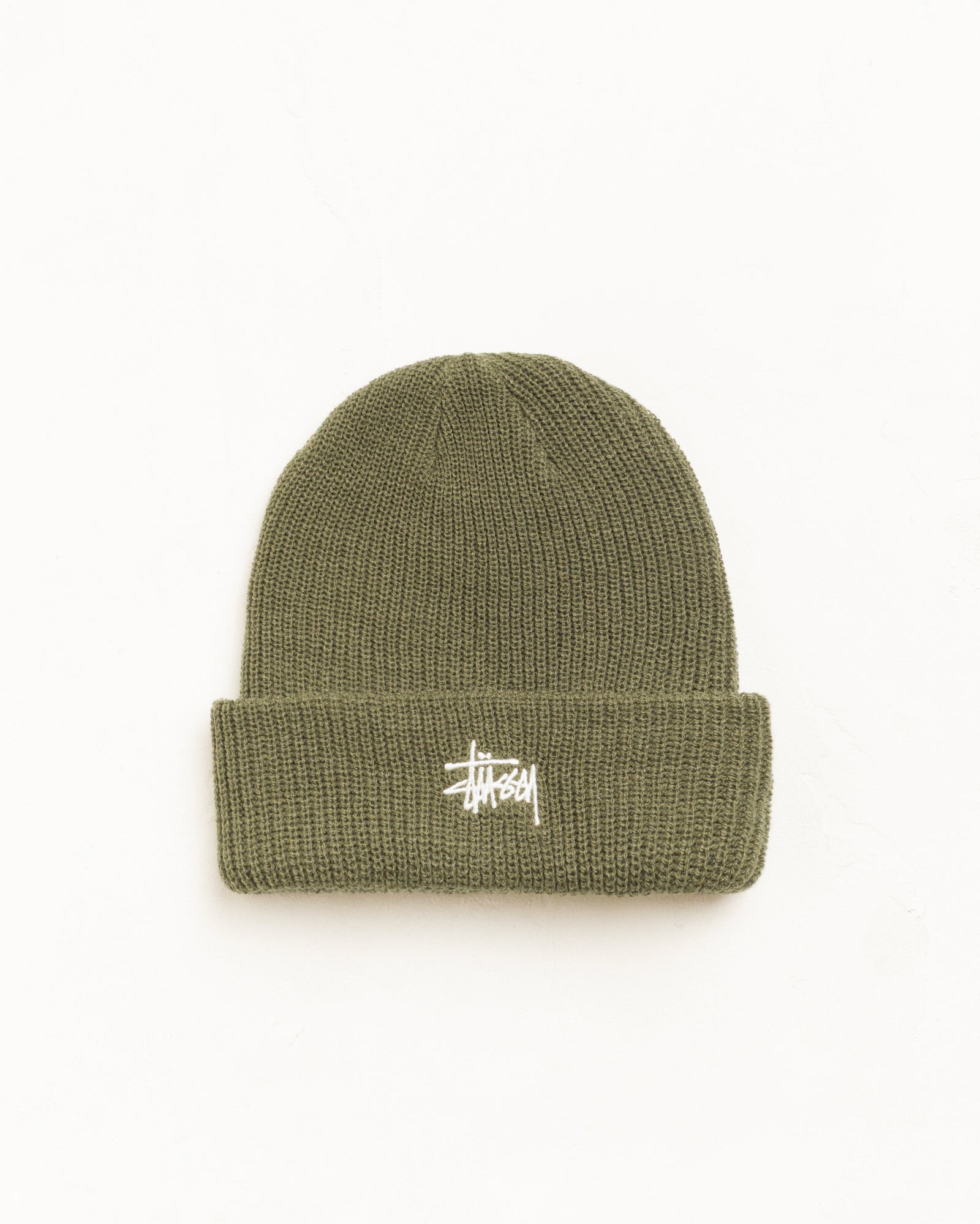 Basic Stüssy Cuff Beanie in Dark Olive | hero:main:collection:new-arrivals,shirts,tops-shirts,all,tees,outerwear,denim,knits,accessories,sunglasses,hoodies,sweats,mens-hoodies-sweatshirts,shorts,pants,bottoms,crew-sweats,zip-ups,swim,sweatpants,graphics,lazy-tees,mens-swim,womens-swim,swim,basic-9twenty,button-ups,jerseys,thermals,shorts,trunks,cargos,denim-jeans,bottoms,bags,belts,wearables,gear,footwear,button-ups,basic-tops,jerseys, | product-card-slider