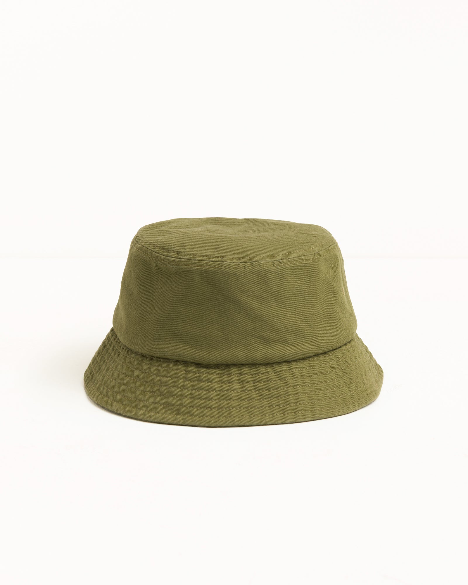 Stock Bucket Hat headwear in olive washed cotton twill, unisex by Stüssy | product-card-slider