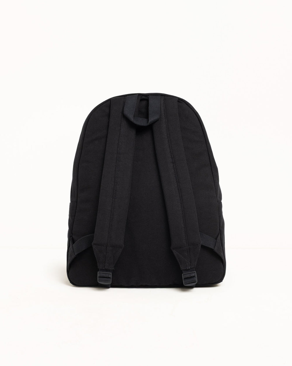 Canvas Backpack Accessories in Black, rear view with padded straps and top carry loop