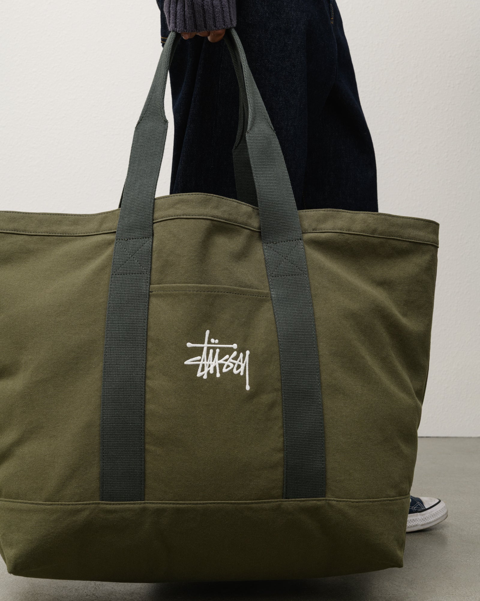 Stüssy Canvas Extra Large Tote Accessories in the color Green.
