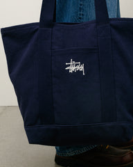 CANVAS MARKET TOTE Accessories in Navy, cotton canvas tote with webbed straps and Stüssy logo embroidery