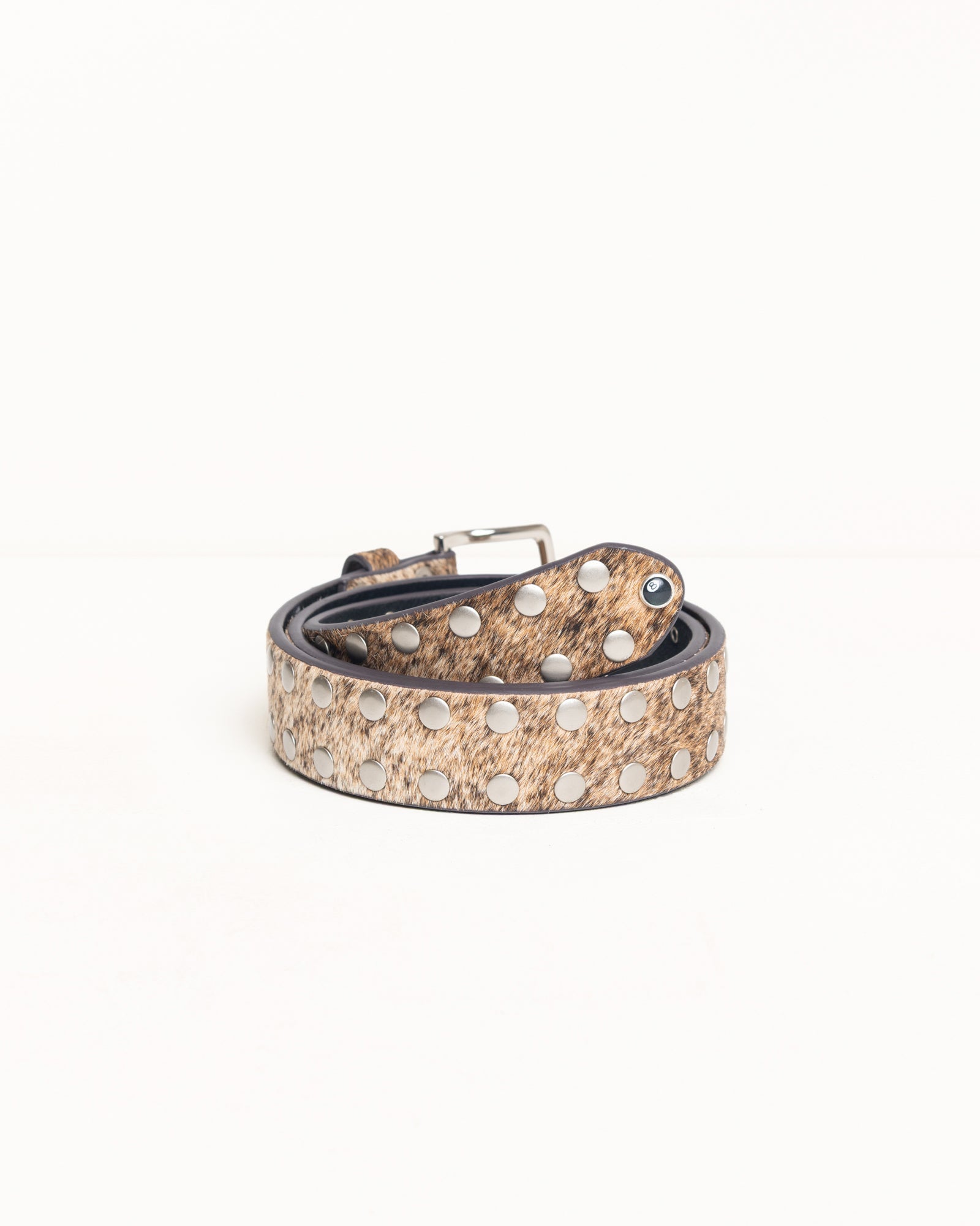 8 Ball Studded Belt Unisex In Raw Cowhide Hair | product-card-slider