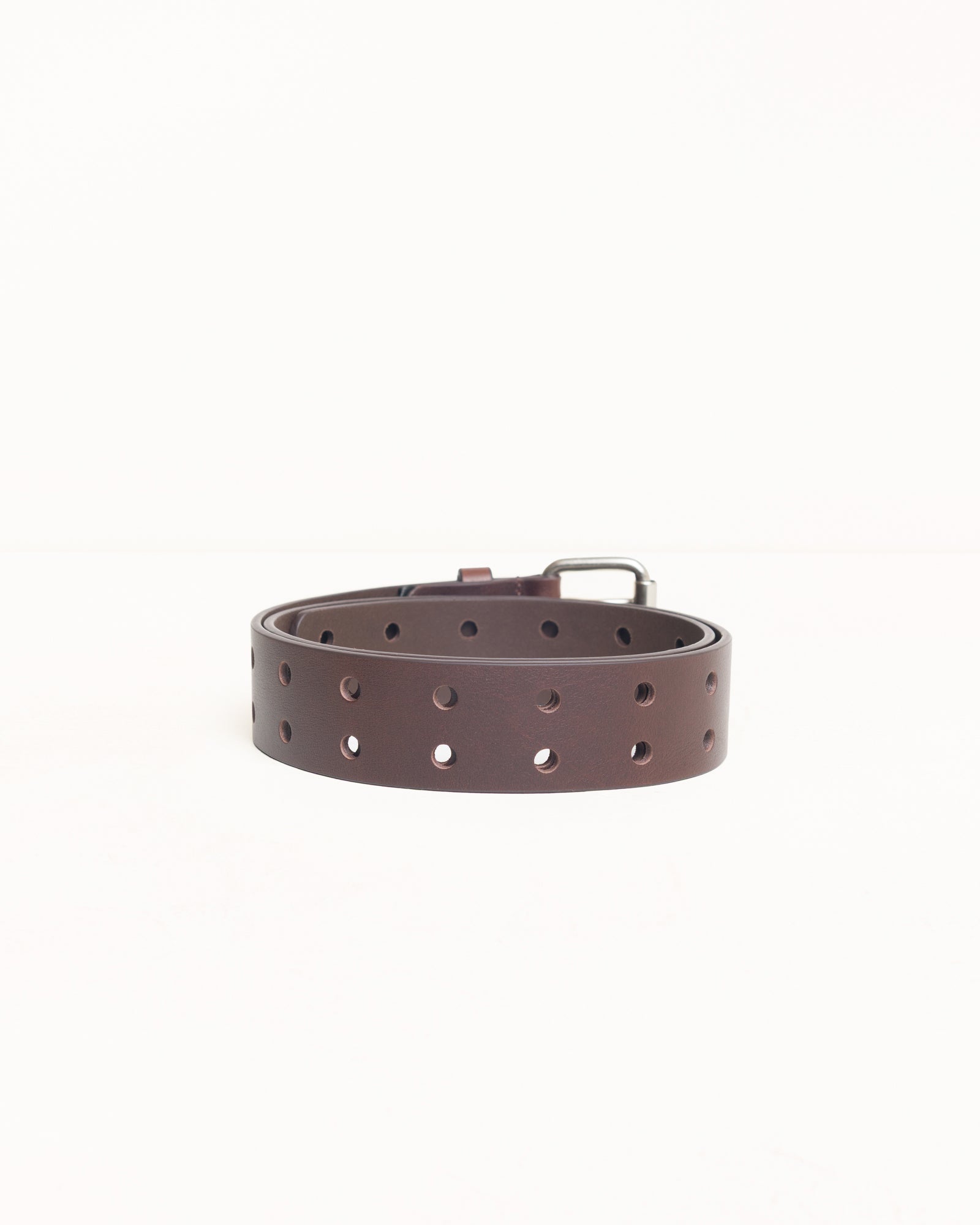 Leather Punch Out Belt Unisex In Brown | product-card-slider