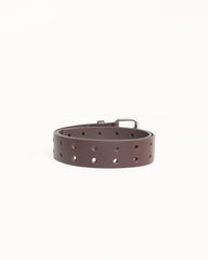 Leather Punch Out Belt Unisex In Brown | product-card-slider