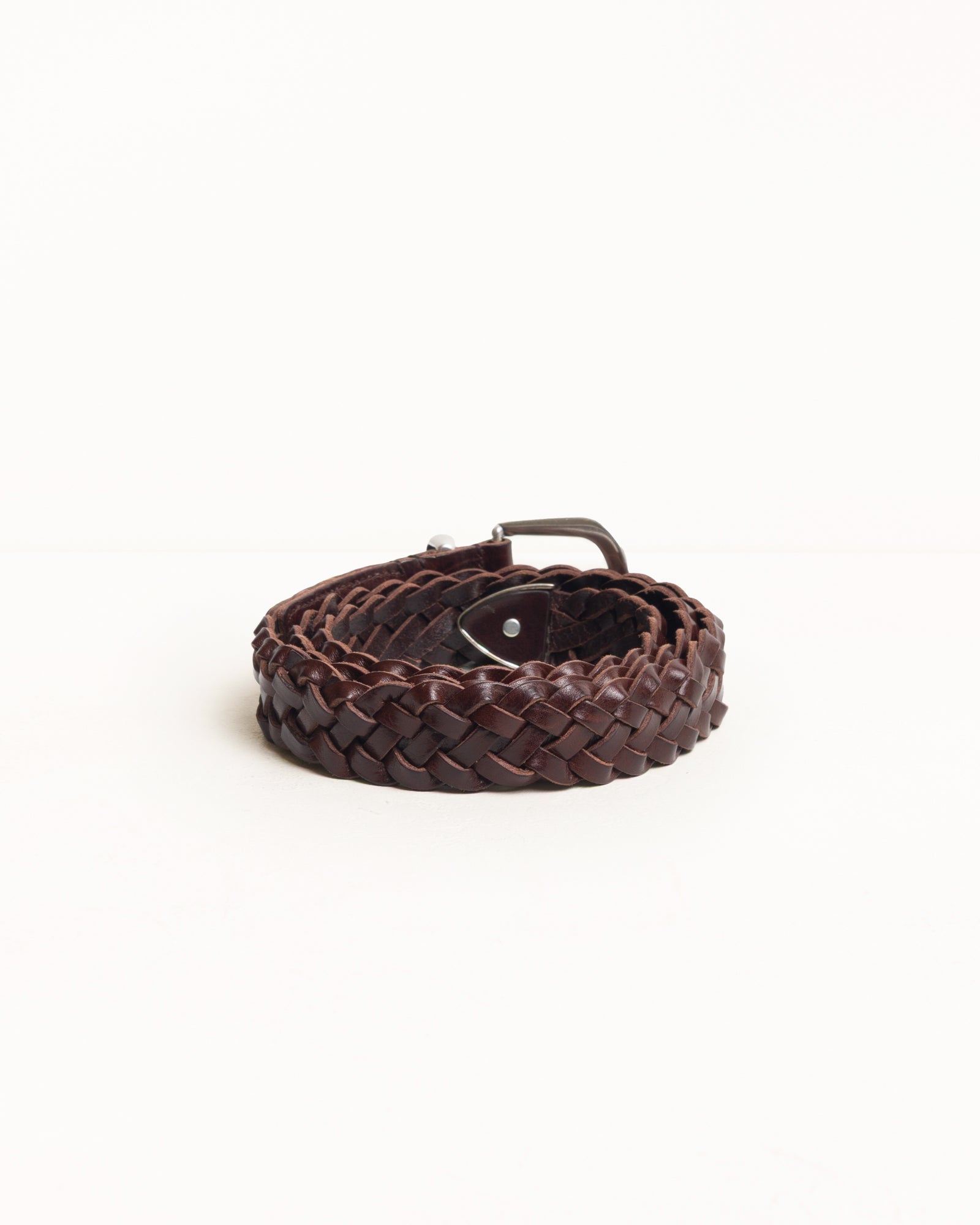 Leather Braided Belt Unisex In Brown | product-card-slider