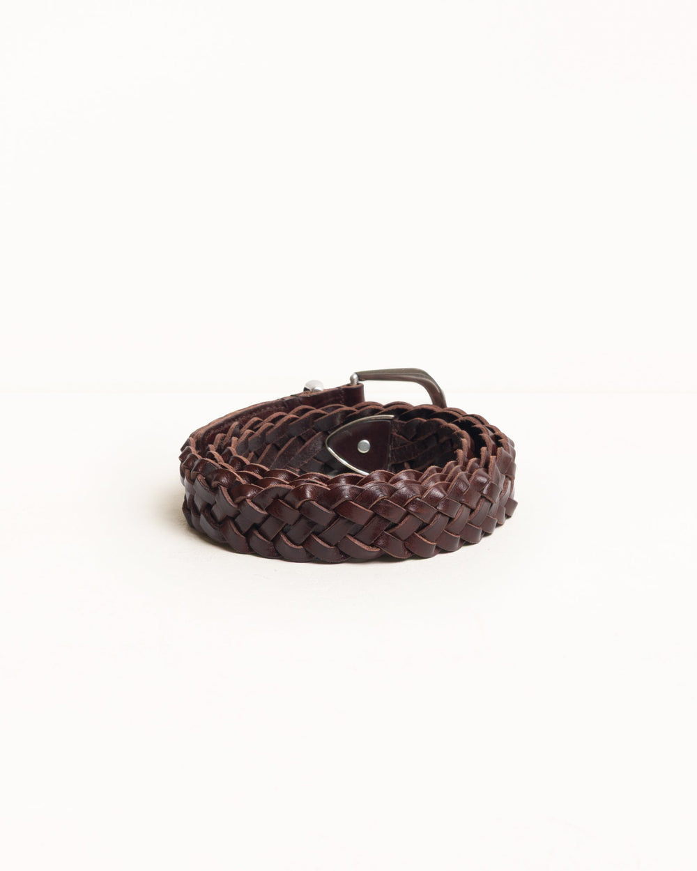Leather Braided Belt Unisex In Brown | product-card-slider