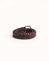 Leather Braided Belt Unisex In Brown | product-card-slider