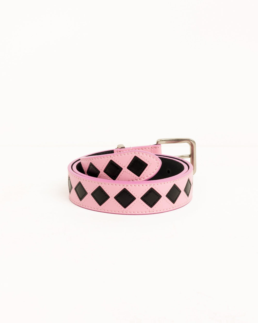 Leather Argyle Belt Unisex In Pink | product-card-slider