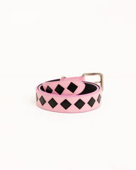 Leather Argyle Belt Unisex In Pink | product-card-slider