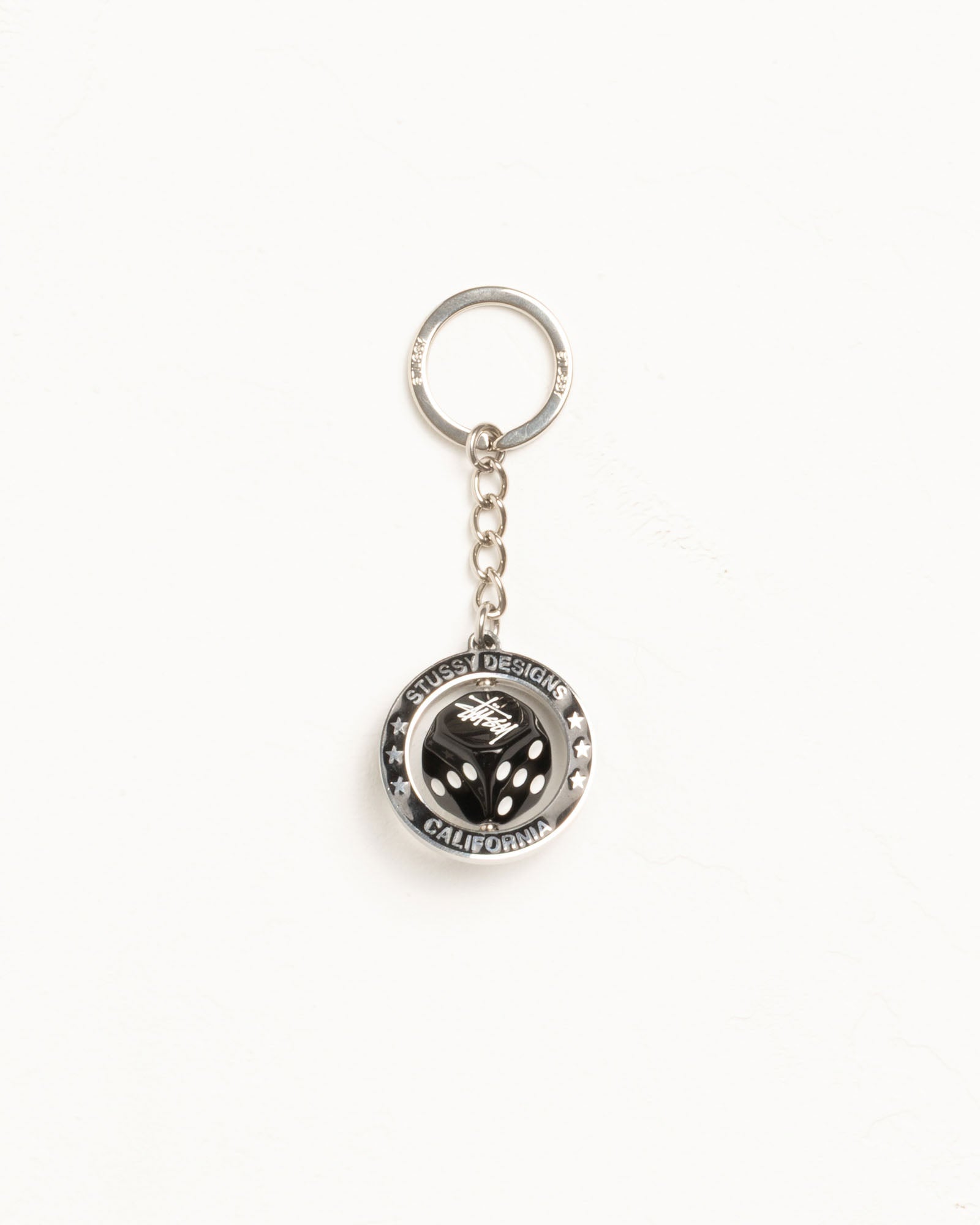 Spinning Dice Keychain Accessories In Silver | hero:main:collection:new-arrivals,shirts,tops-shirts,all,tees,outerwear,denim,knits,accessories,sunglasses,hoodies,sweats,mens-hoodies-sweatshirts,shorts,pants,bottoms