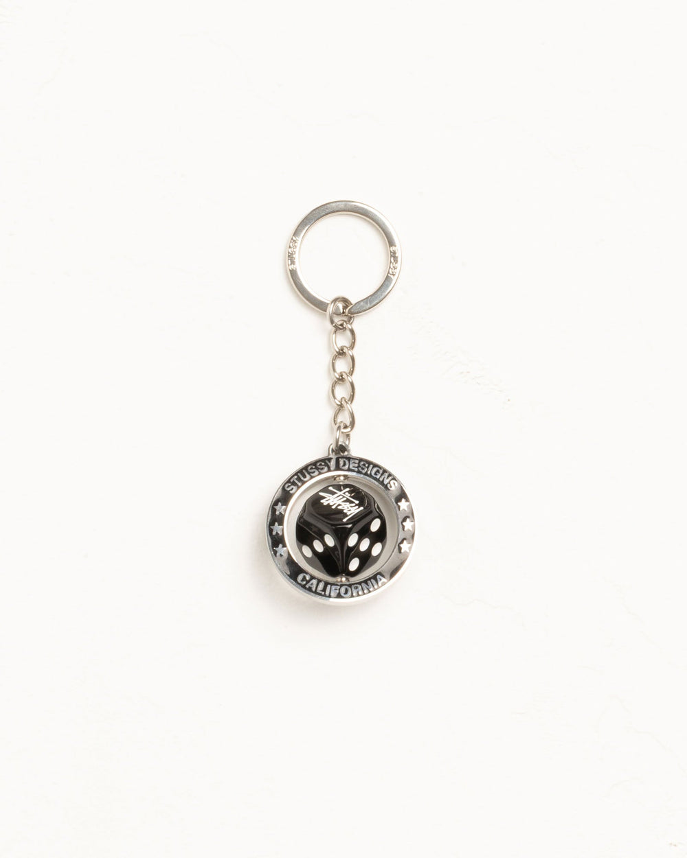 Spinning Dice Keychain Accessories In Silver | hero:main:collection:new-arrivals,shirts,tops-shirts,all,tees,outerwear,denim,knits,accessories,sunglasses,hoodies,sweats,mens-hoodies-sweatshirts,shorts,pants,bottoms