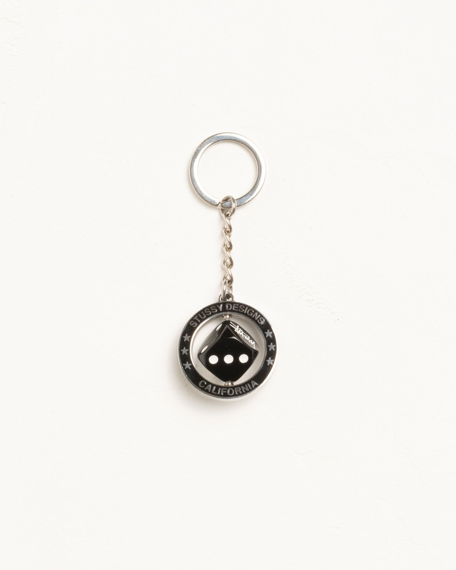 Spinning Dice Keychain Accessories In Silver