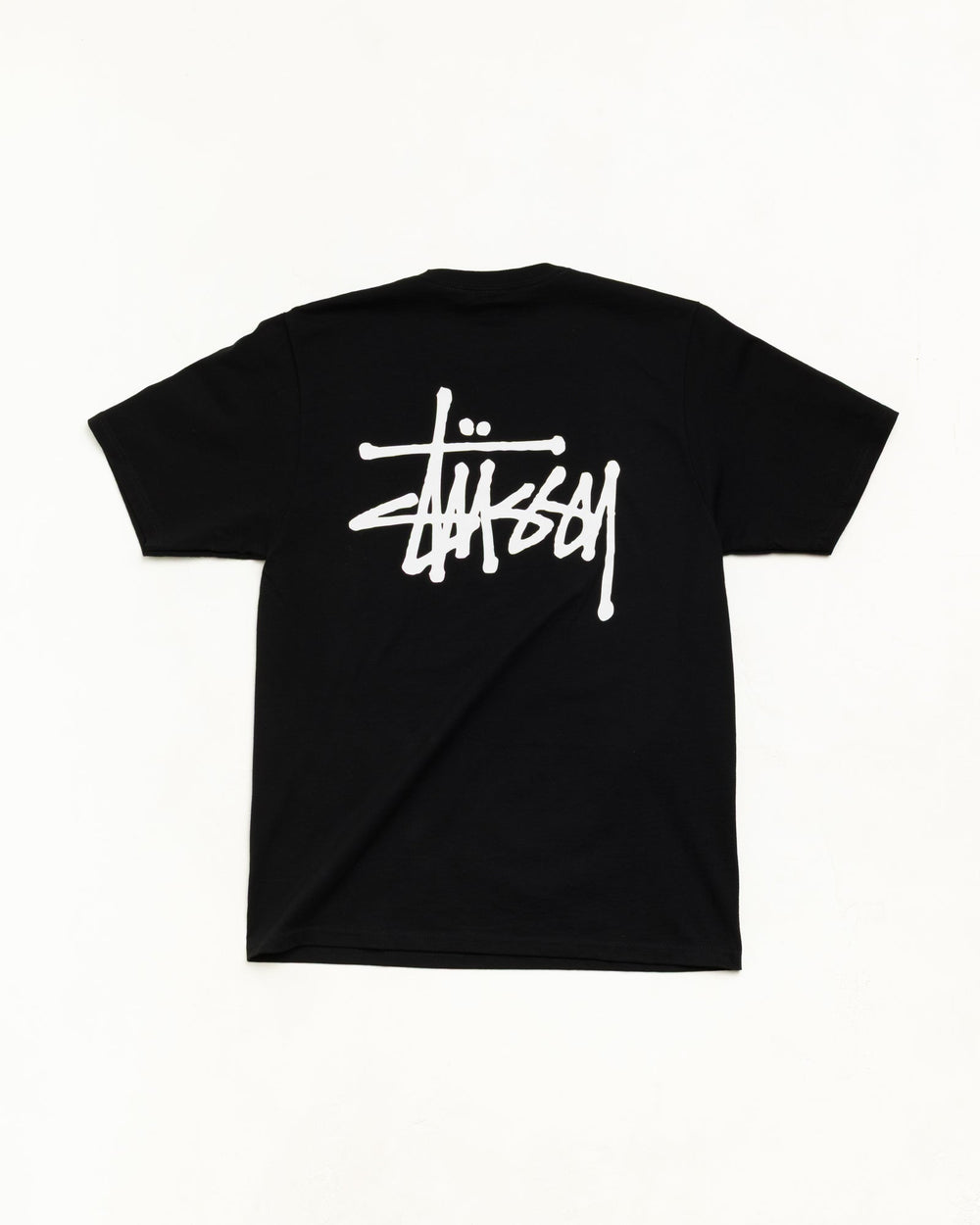 Basic Stüssy Tee unisex short sleeve in Black cotton | hero:main:collection:new-arrivals,shirts,tops-shirts,all,tees,outerwear,denim,crew-sweats,knits,accessories,sunglasses,hoodies,sweats,mens-hoodies-sweatshirts,shorts,pants,bottoms,basic-stussy-sweats,basic-stussy-tees, | product-card-slider