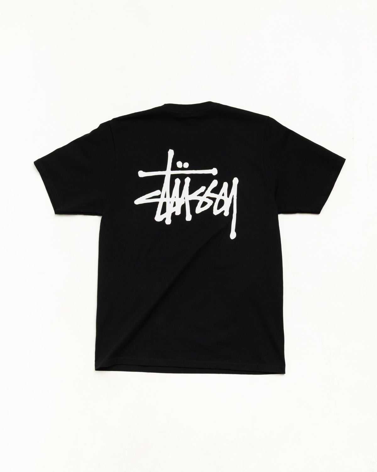 Basic Stüssy Tee unisex short sleeve in Black cotton | hero:main:collection:new-arrivals,shirts,tops-shirts,all,tees,outerwear,denim,crew-sweats,knits,accessories,sunglasses,hoodies,sweats,mens-hoodies-sweatshirts,shorts,pants,bottoms,basic-stussy-sweats,basic-stussy-tees, | product-card-slider