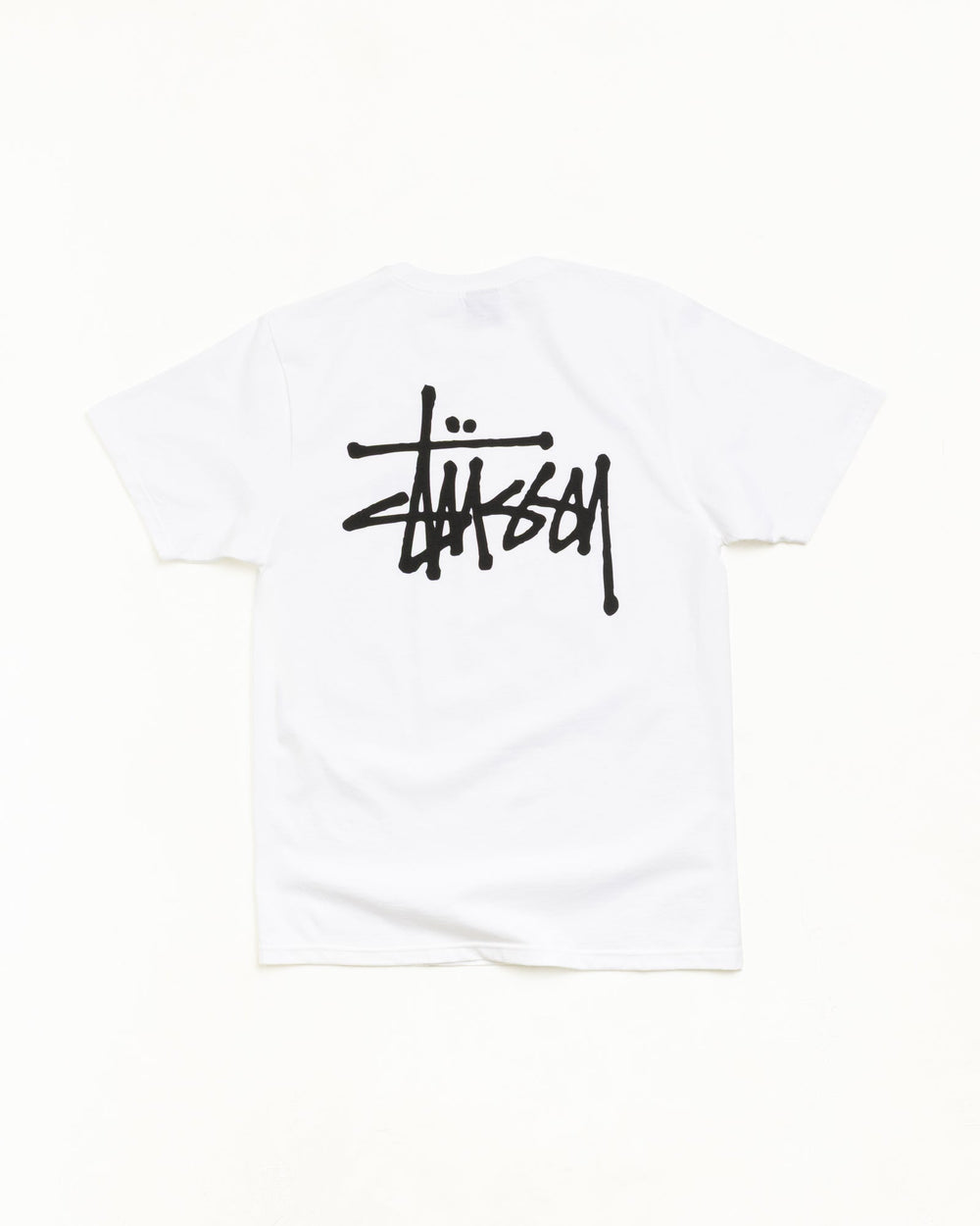 Basic Stüssy Cotton Tee Unisex Short Sleeve in White | hero:main:collection:new-arrivals,shirts,tops-shirts,all,tees,outerwear,denim,crew-sweats,knits,accessories,sunglasses,hoodies,sweats,mens-hoodies-sweatshirts,shorts,pants,bottoms,basic-stussy-sweats,basic-stussy-tees, | product-card-slider