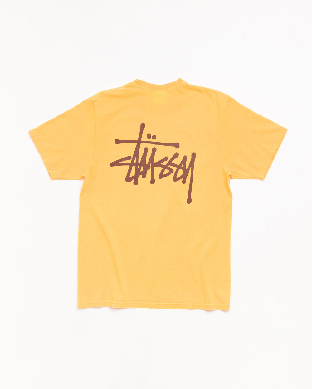 Basic Stussy Pig. Dyed Tee Unisex Short Sleeve In Marigold | hero:main:collection:new-arrivals,shirts,tops-shirts,all,tees,outerwear,denim,crew-sweats,knits,accessories,sunglasses,hoodies,sweats,mens-hoodies-sweatshirts,shorts,pants,bottoms,basic-stussy-sweats,basic-stussy-tees, | product-card-slider
