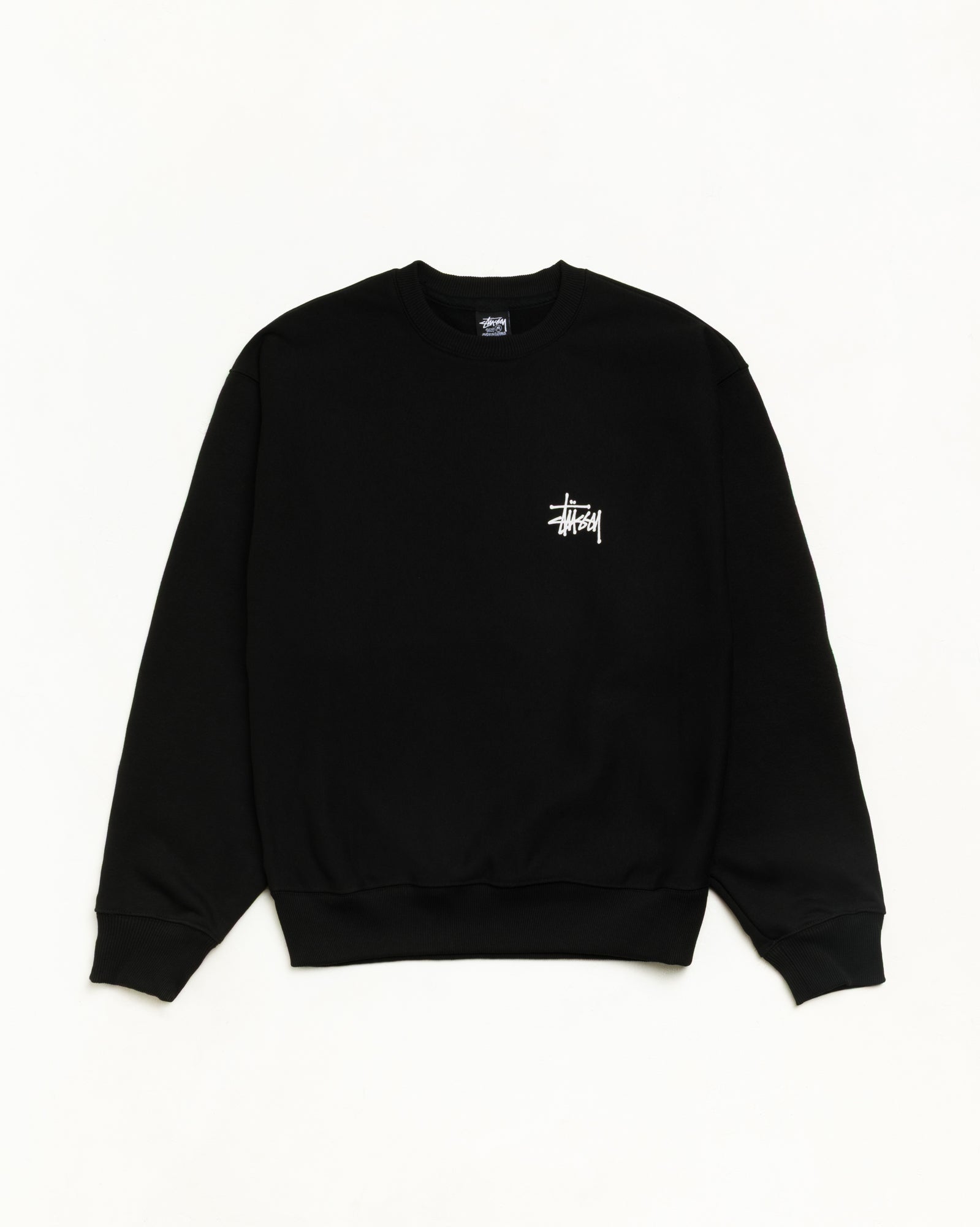 Basic Stüssy Crew Unisex Long Sleeve in Black | product-card-slider