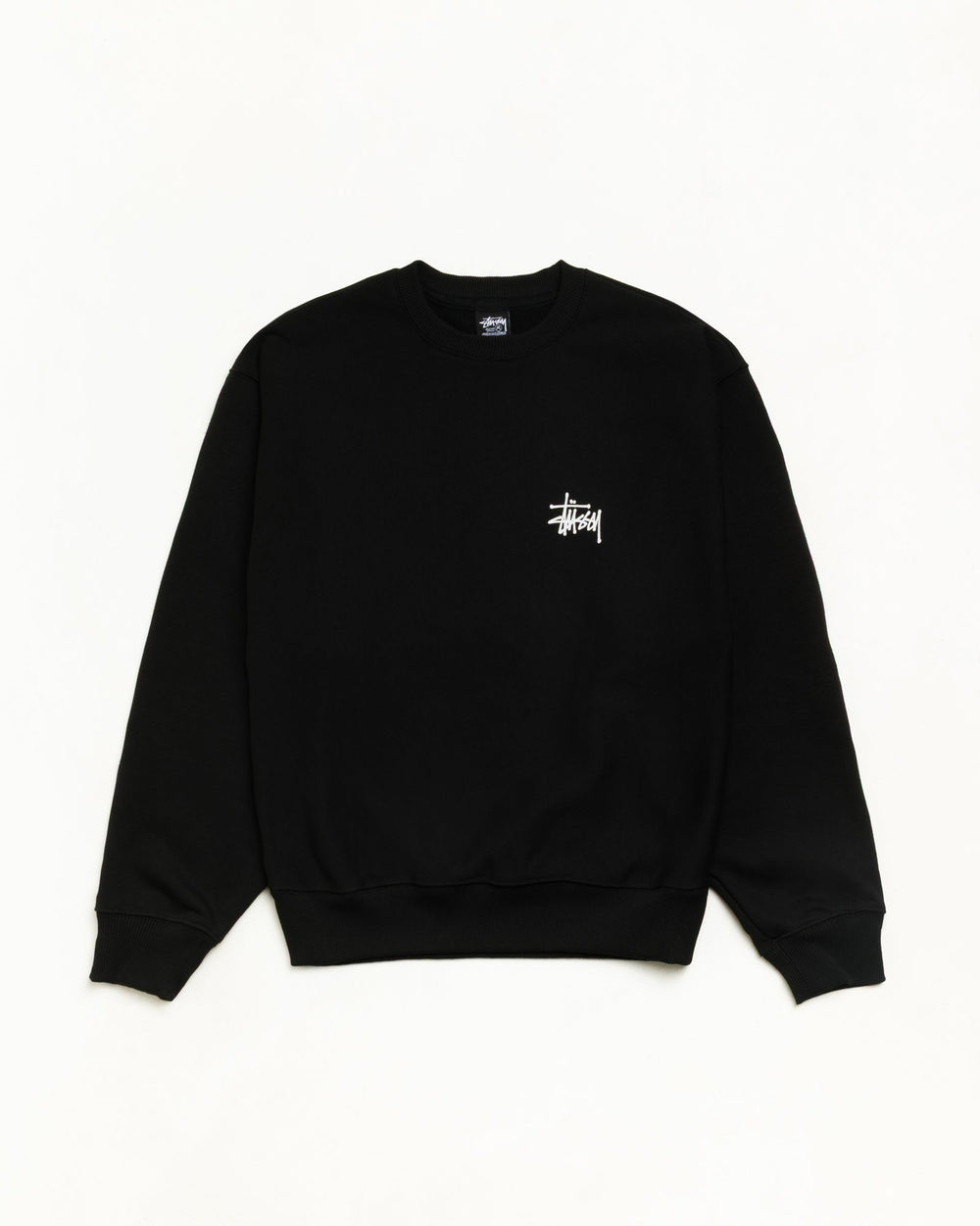Basic Stüssy Crew Unisex Long Sleeve in Black | product-card-slider