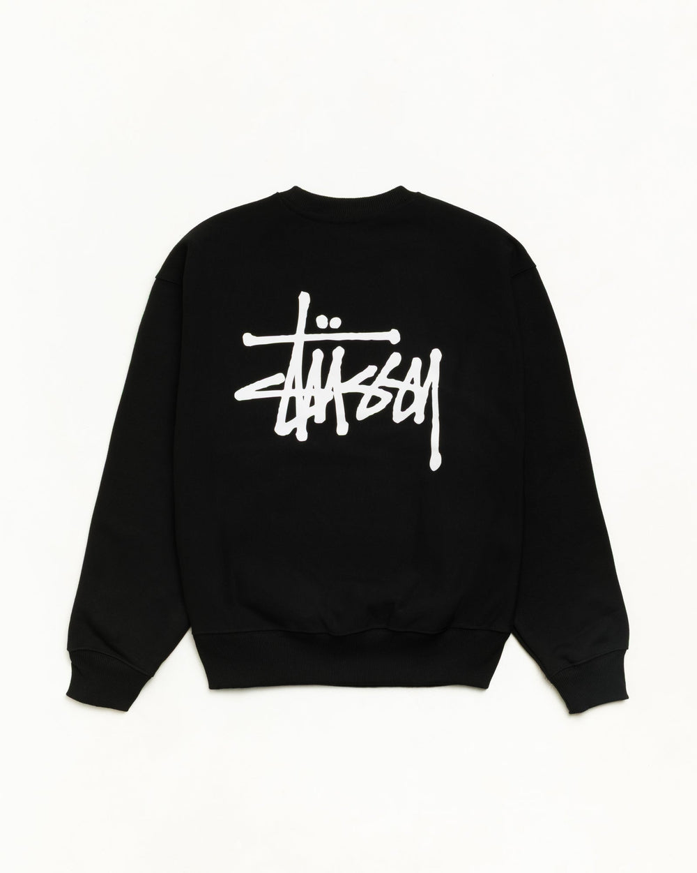 Basic Stüssy Crew unisex fleece sweatshirt in Black | hero:main:collection:new-arrivals,shirts,tops-shirts,all,tees,outerwear,denim,crew-sweats,knits,accessories,sunglasses,hoodies,sweats,mens-hoodies-sweatshirts,shorts,pants,bottoms,basic-stussy-sweats,basic-stussy-tees, | product-card-slider