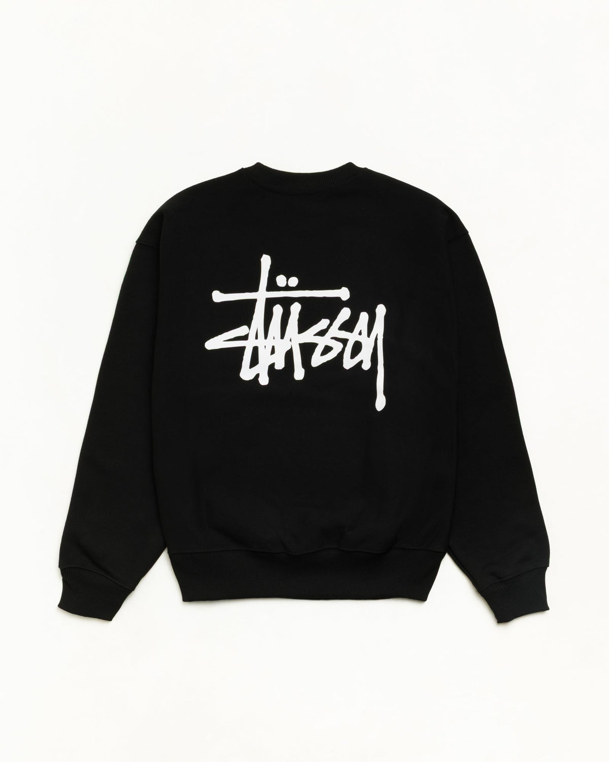 Basic Stüssy Crew unisex fleece sweatshirt in Black | hero:main:collection:new-arrivals,shirts,tops-shirts,all,tees,outerwear,denim,crew-sweats,knits,accessories,sunglasses,hoodies,sweats,mens-hoodies-sweatshirts,shorts,pants,bottoms,basic-stussy-sweats,basic-stussy-tees, | product-card-slider