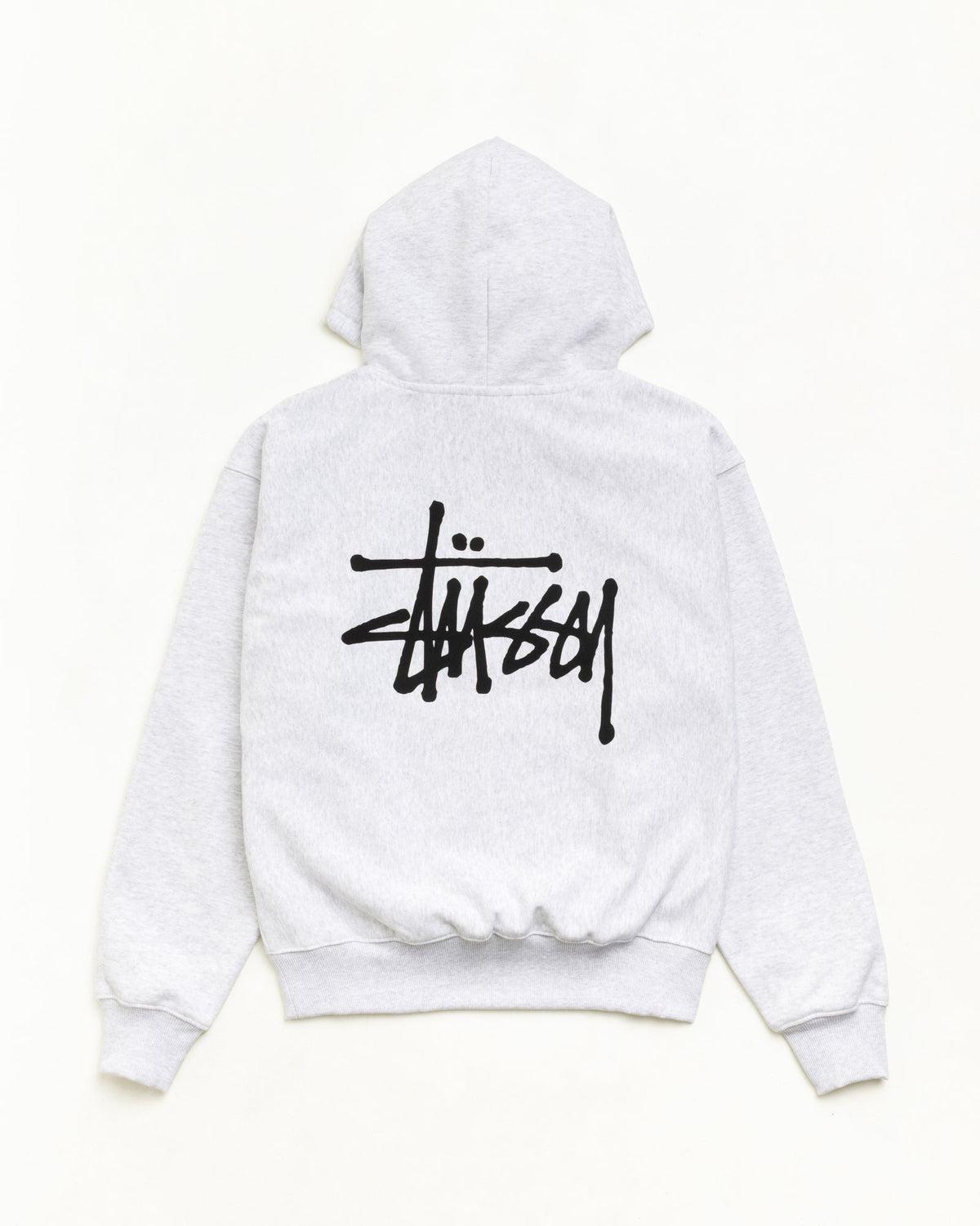 Basic Stüssy Hoodie in Ash Heather, heavyweight fleece pullover | hero:main:collection:new-arrivals,shirts,tops-shirts,all,tees,outerwear,denim,crew-sweats,knits,accessories,sunglasses,hoodies,sweats,mens-hoodies-sweatshirts,shorts,pants,bottoms,basic-stussy-sweats,basic-stussy-tees, | product-card-slider