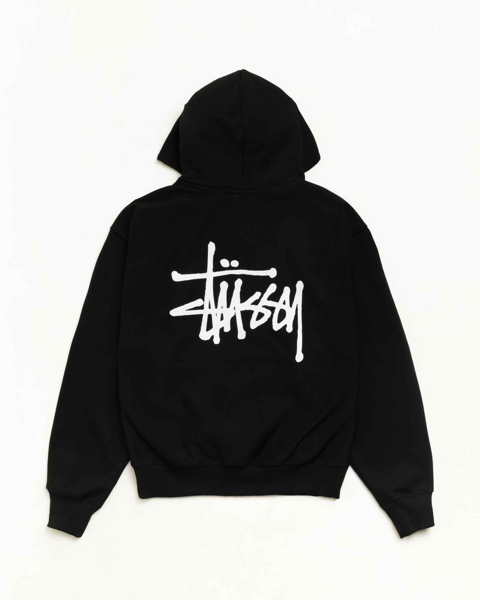 Basic Stüssy Hoodie in Black | hero:main:collection:new-arrivals,shirts,tops-shirts,all,tees,outerwear,denim,crew-sweats,knits,accessories,sunglasses,hoodies,sweats,mens-hoodies-sweatshirts,shorts,pants,bottoms,basic-stussy-sweats,basic-stussy-tees, | product-card-slider