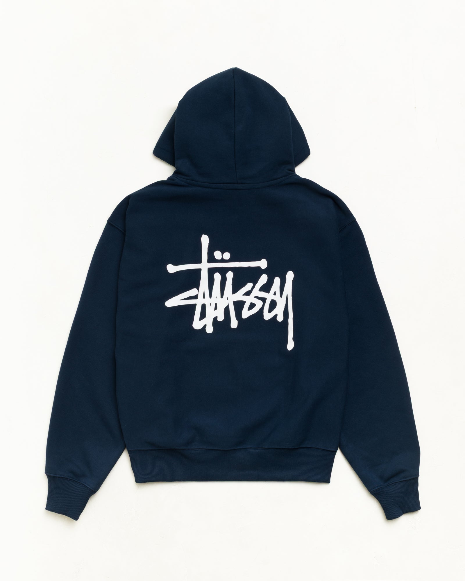 Basic Stüssy Hoodie in Navy | hero:main:collection:new-arrivals,shirts,tops-shirts,all,tees,outerwear,denim,crew-sweats,knits,accessories,sunglasses,hoodies,sweats,mens-hoodies-sweatshirts,shorts,pants,bottoms,basic-stussy-sweats,basic-stussy-tees, | product-card-slider