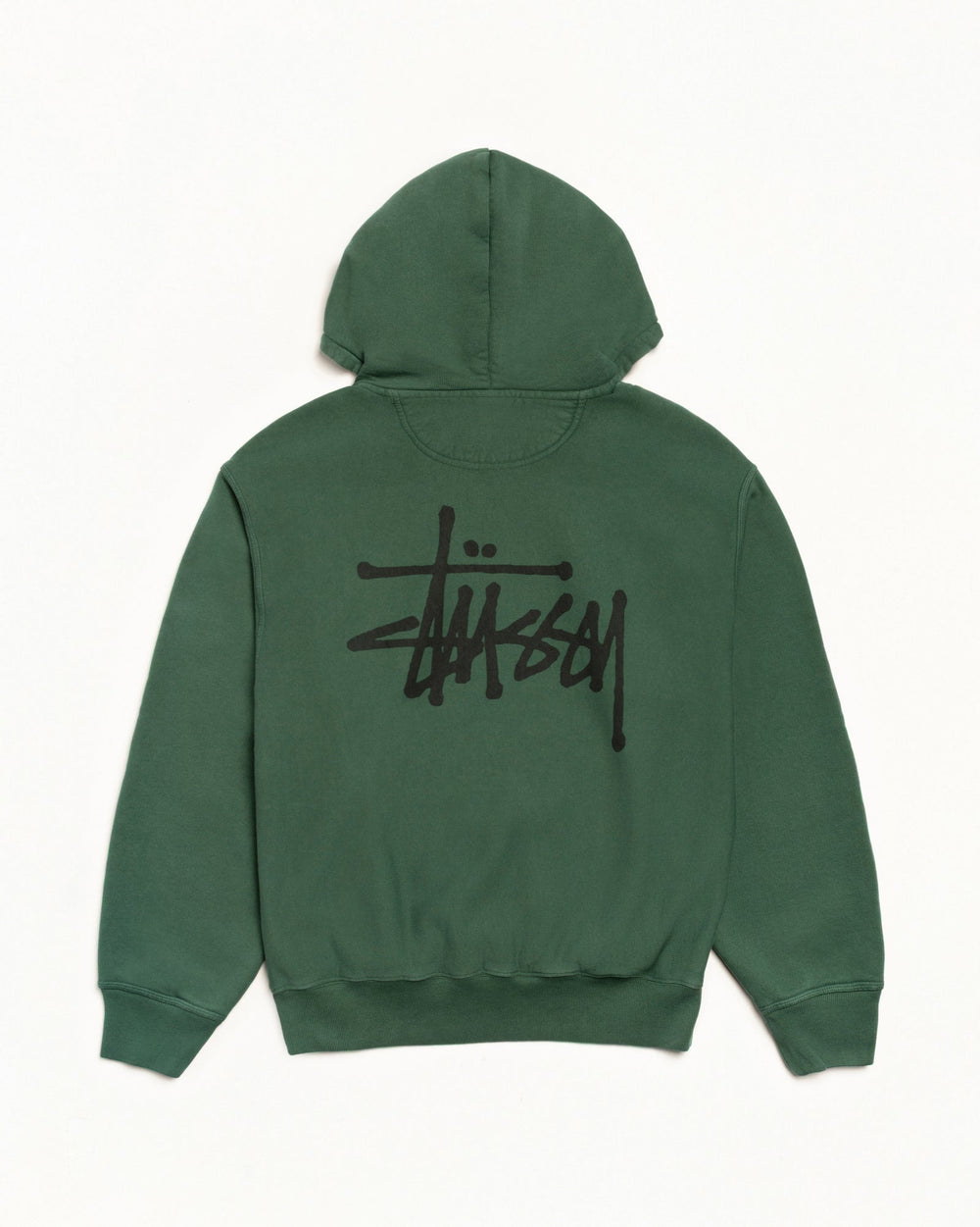 Basic Stussy Pig. Dyed Hood Mens Long Sleeve In Pine | hero:main:collection:sellable-inventory-w23-2026,new-arrivals,shirts,tops-shirts,all,tees,outerwear,denim,knits,accessories,sunglasses,hoodies,sweats,mens-hoodies-sweatshirts,shorts,pants,bottoms,basic-stussy-sweats,basic-stussy-tees, | product-card-slider
