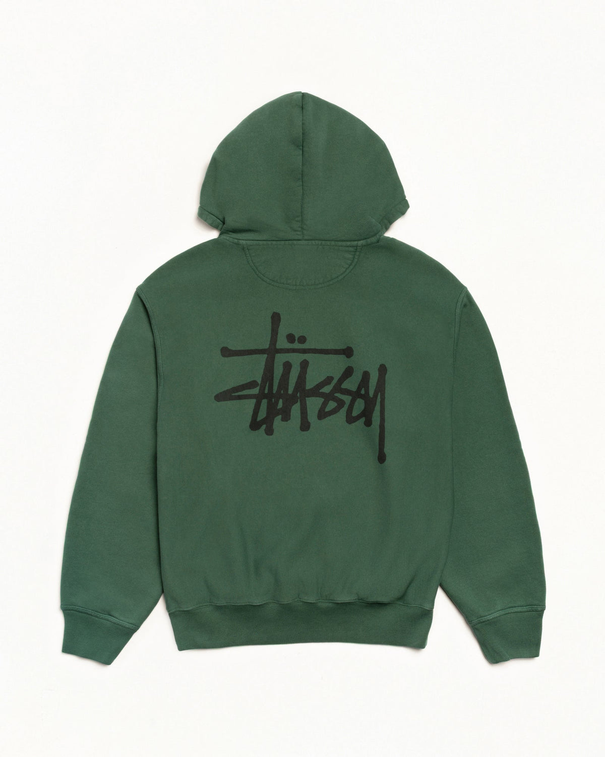 Basic Stussy Pig. Dyed Hood Mens Long Sleeve In Pine | hero:main:collection:sellable-inventory-w23-2026,new-arrivals,shirts,tops-shirts,all,tees,outerwear,denim,knits,accessories,sunglasses,hoodies,sweats,mens-hoodies-sweatshirts,shorts,pants,bottoms,basic-stussy-sweats,basic-stussy-tees, | product-card-slider