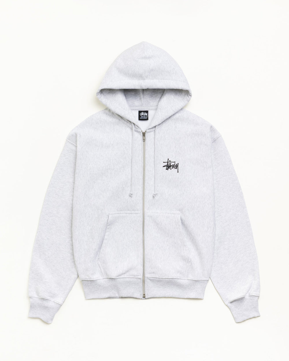 Basic Stüssy Zip Hoodie in Ash Heather | hero:main:collection:new-arrivals,shirts,tops-shirts,all,tees,outerwear,denim,knits,accessories,sunglasses,hoodies,sweats,mens-hoodies-sweatshirts,shorts,pants,bottoms,crew-sweats,zip-ups,swim,sweatpants,graphics,lazy-tees,mens-swim,womens-swim,swim,basic-9twenty,button-ups,jerseys,thermals,shorts,trunks,cargos,denim-jeans,bottoms,bags,belts,wearables,gear,footwear,button-ups,basic-tops,jerseys, | product-card-slider