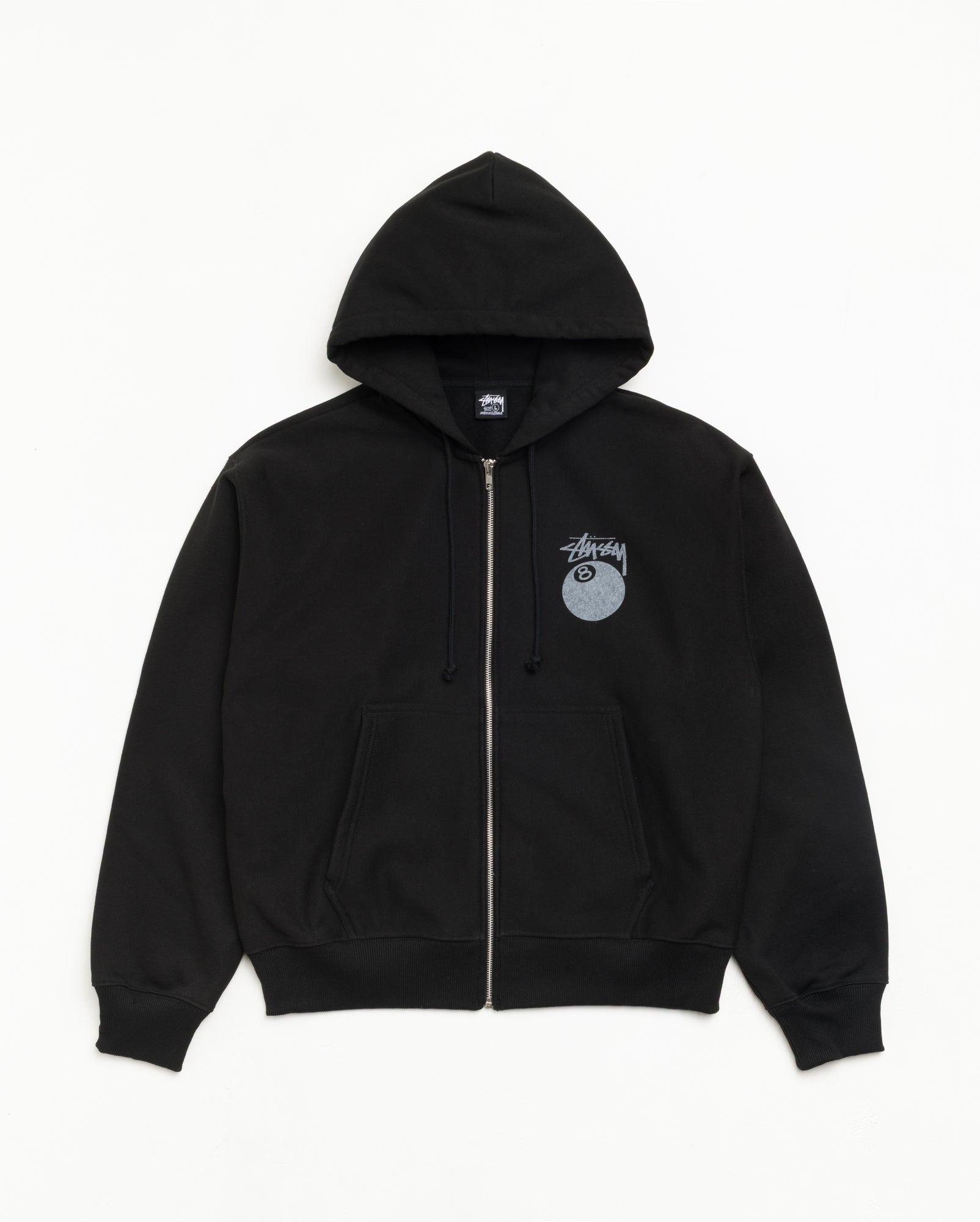 8 Ball Zip Hood Unisex Long Sleeve In Black | hero:main:collection:new-arrivals,shirts,tops-shirts,all,tees,outerwear,denim,knits,accessories,sunglasses,hoodies,sweats,mens-hoodies-sweatshirts,shorts,pants,bottoms,crew-sweats,zip-ups,swim,sweatpants,graphics,lazy-tees,swim,basic-9twenty,button-ups,shorts,cargos,denim-jeans,bottoms,bags,belts,wearables,gear,footwear,button-ups,basic-tops,jerseys,big-ol,classics,slim,jackets,all, | product-card-slider