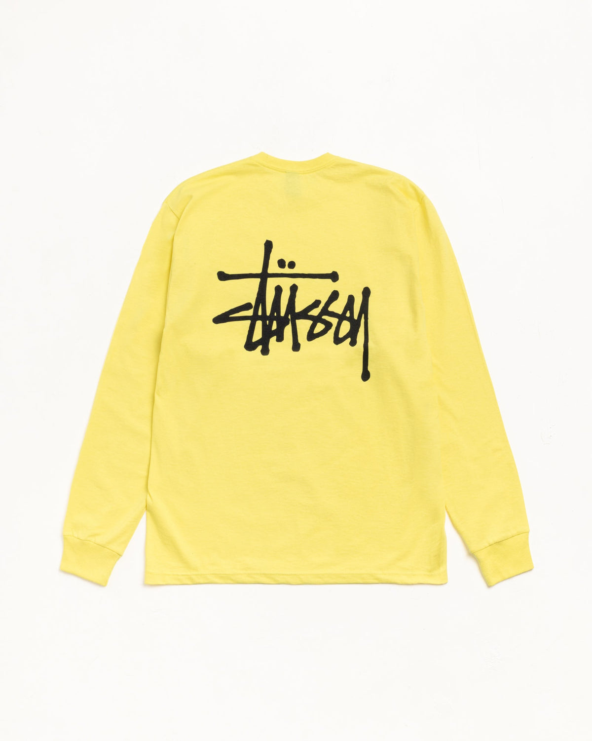 Basic Stussy Ls Tee Mens Long Sleeve In Lemon | hero:main:collection:new-arrivals,shirts,tops-shirts,all,tees,outerwear,denim,crew-sweats,knits,accessories,sunglasses,hoodies,sweats,mens-hoodies-sweatshirts,shorts,pants,bottoms,basic-stussy-sweats,basic-stussy-tees, | product-card-slider