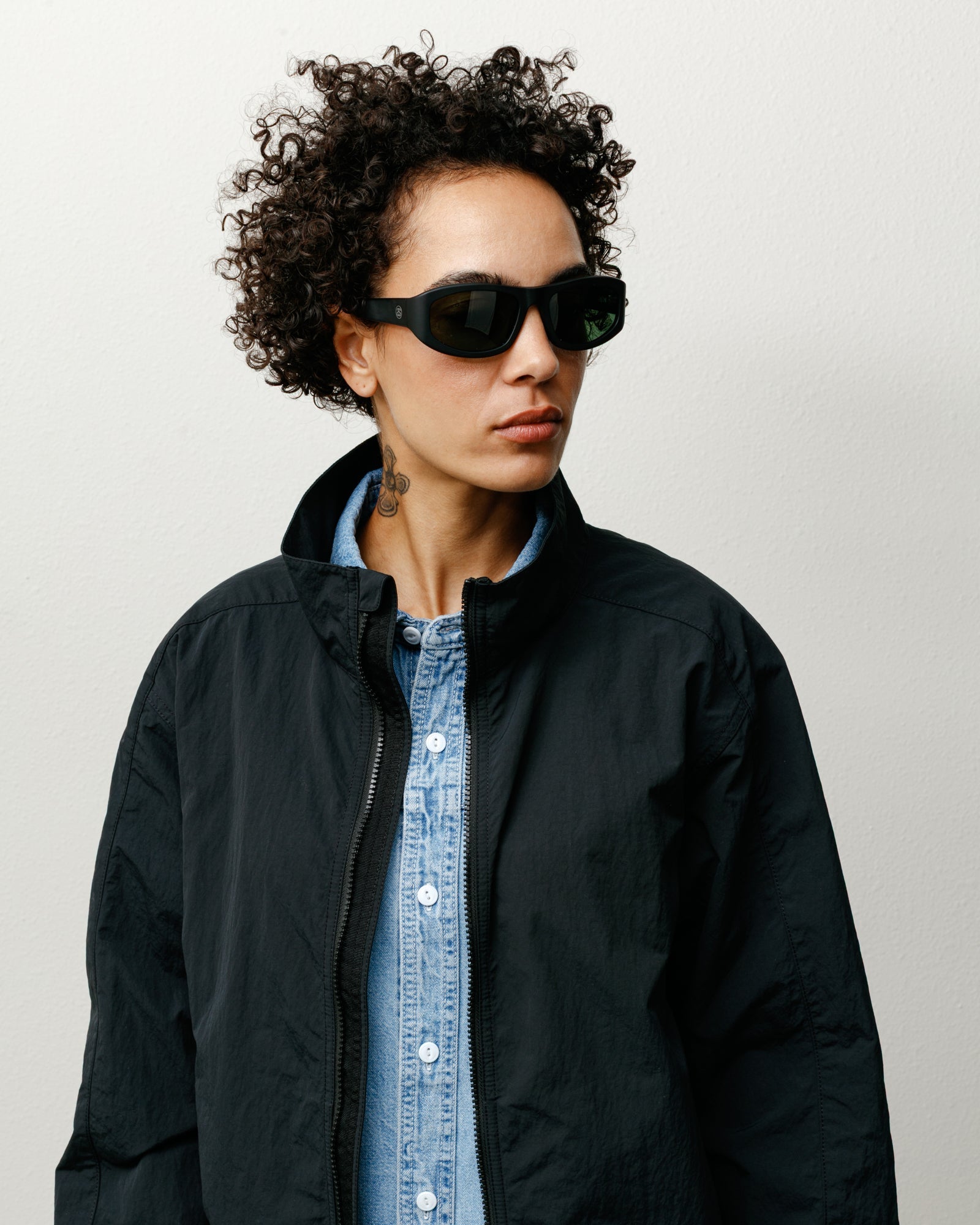 Landon Sunglasses Accessories In Matte Black/green Lens